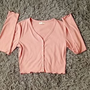 Long sleeve pink ribbed shirt